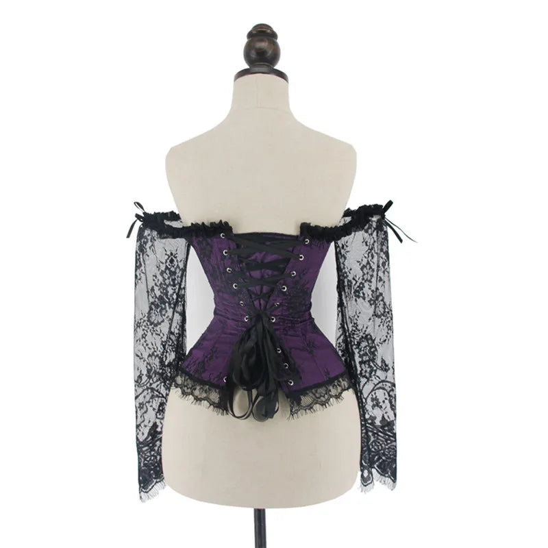 Supportive Women's Corset Top - Off Shoulder, Lace Satin - Tophatter Daily Deals