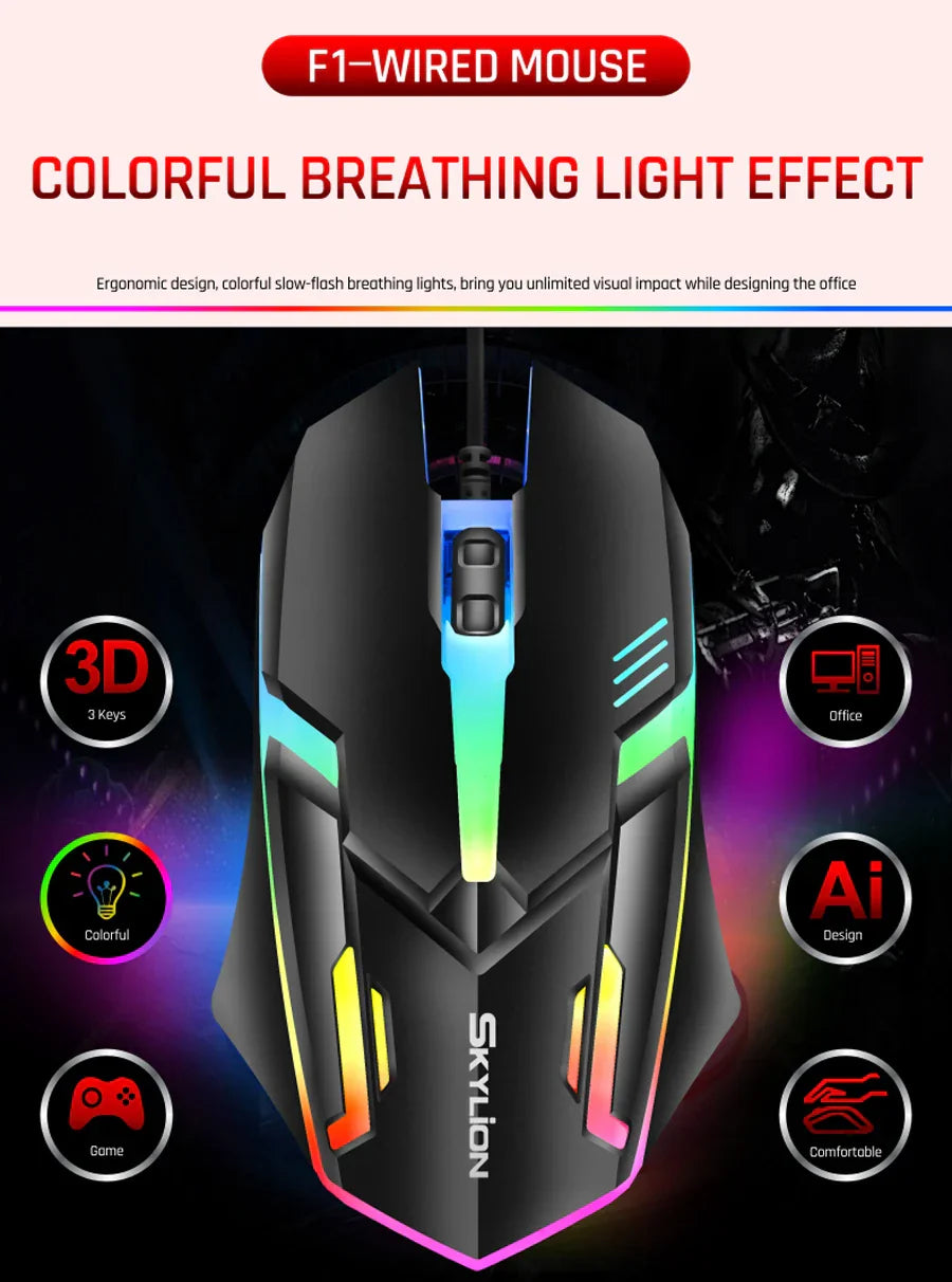 Wired RGB Gaming Mouse 3 Button USB Precision Office - Tophatter Daily Deals