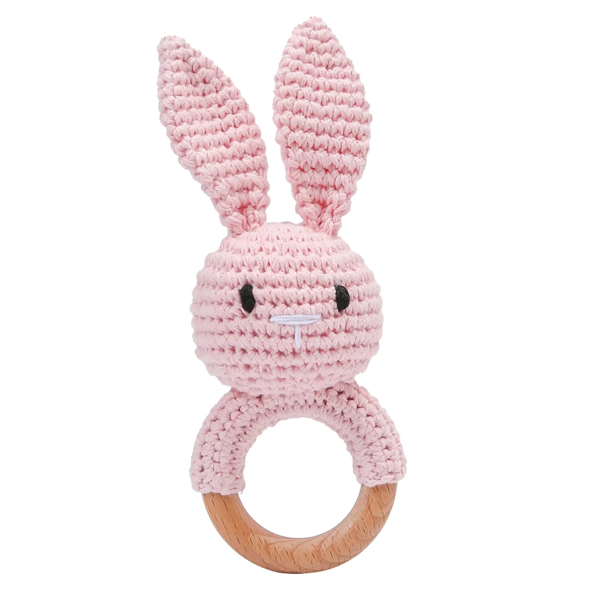 Baby Crochet Rattle Bunny Teether Newborn Sensory Toys Pink Punny - Tophatter Daily Deals