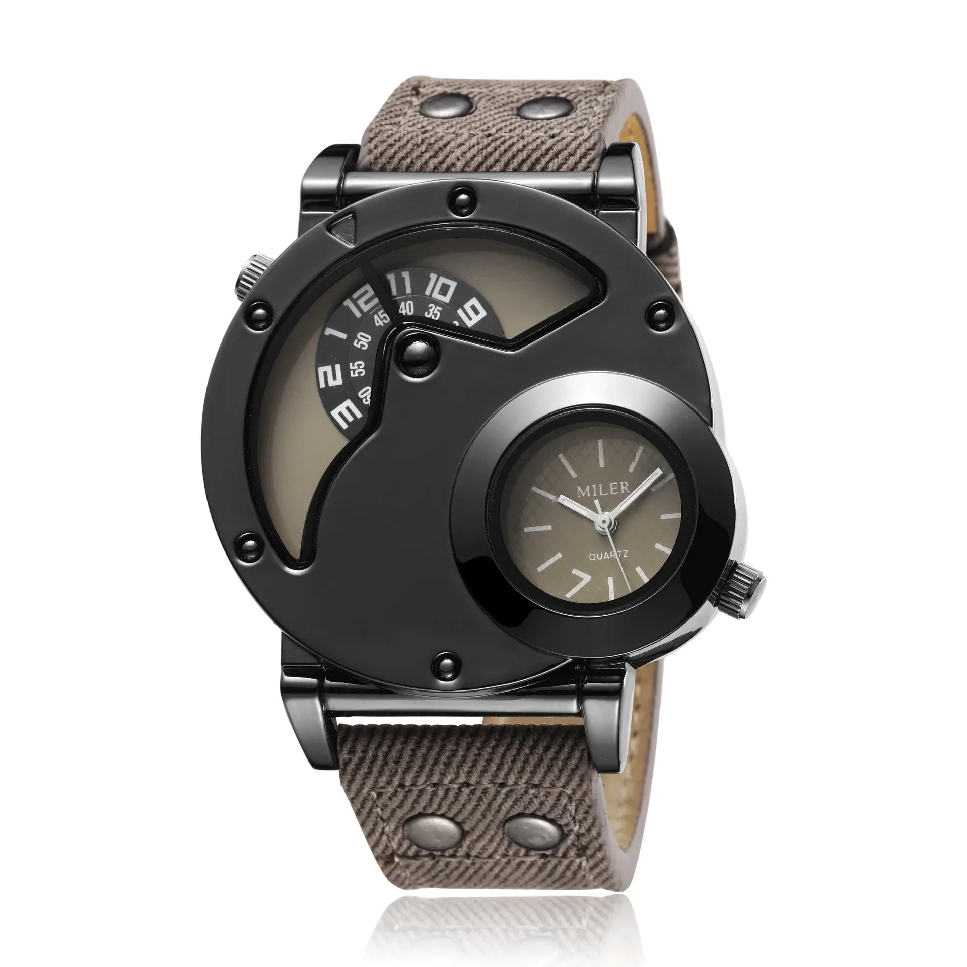 Quartz Sport Watch With Fabric Strap Irregular Alloy Case - Tophatter Daily Deals