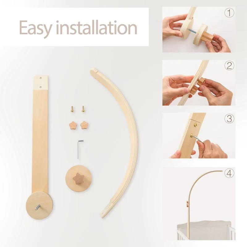 Wooden Rabbit Crib Mobile Newborn Sensory Toys Soft - Tophatter Daily Deals