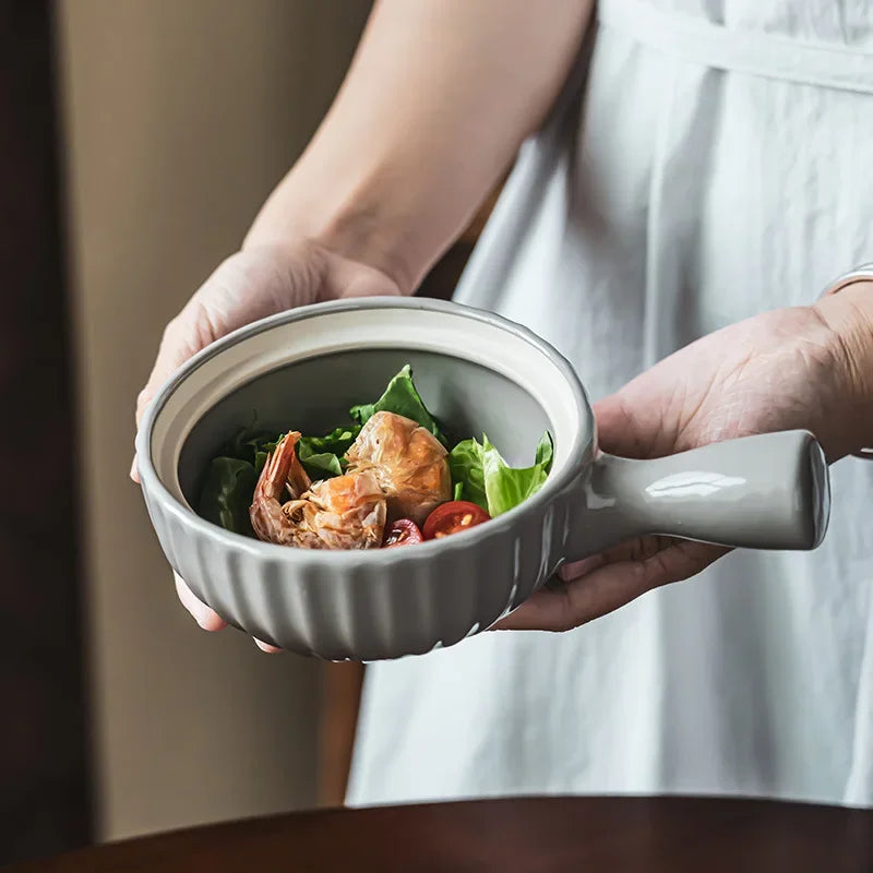 Ceramic Single Handle Bowl With Lid Japanese Style - Tophatter Daily Deals