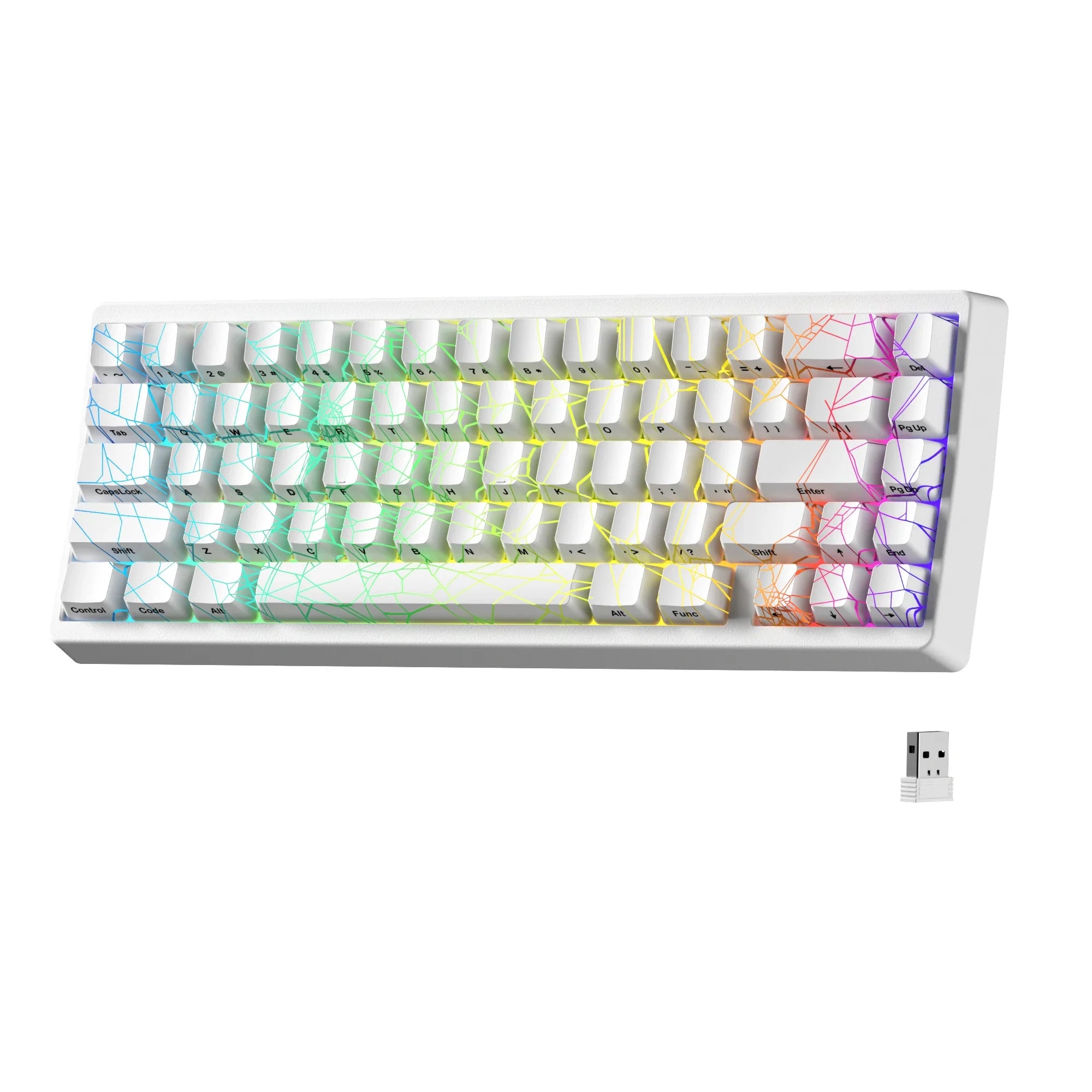 Mechanical Keyboard M67 67 Key Gasket Hot Swappable RGB White spider web - Tophatter Daily Deals