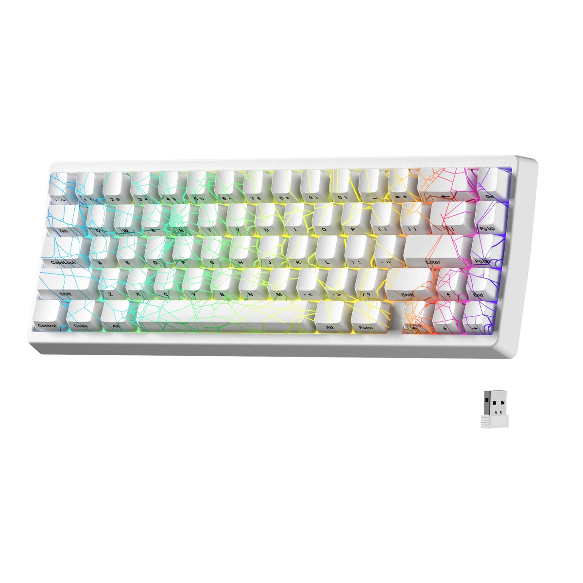 Mechanical Keyboard M67 67 Key Gasket Hot Swappable RGB White spider web - Tophatter Daily Deals