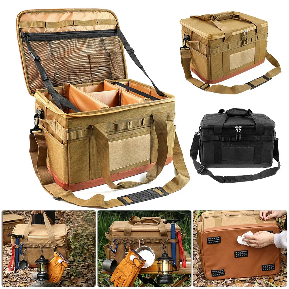 30L Camping Organizer Storage Bag Khaki Camping & Hiking - Tophatter Daily Deals