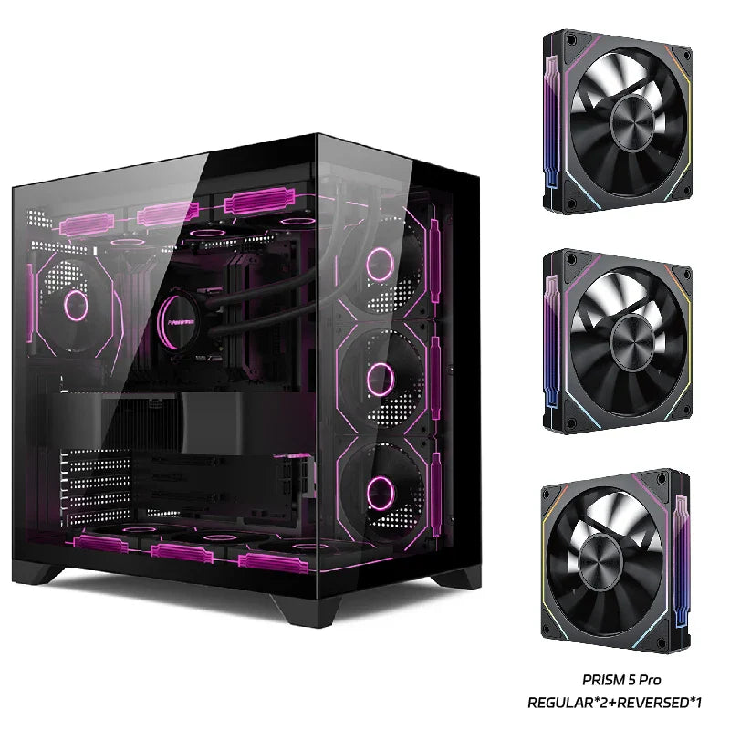Gaming PC Case Dreamland Pro ATX Dual Glass 360mm Chassis Black Chassis 5Prox3 - Tophatter Daily Deals