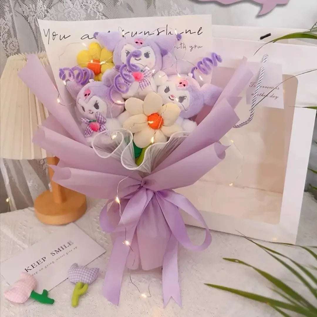 Sanrio Kuromi Plush Toy Bouquet Lilac Flowers - Tophatter Daily Deals