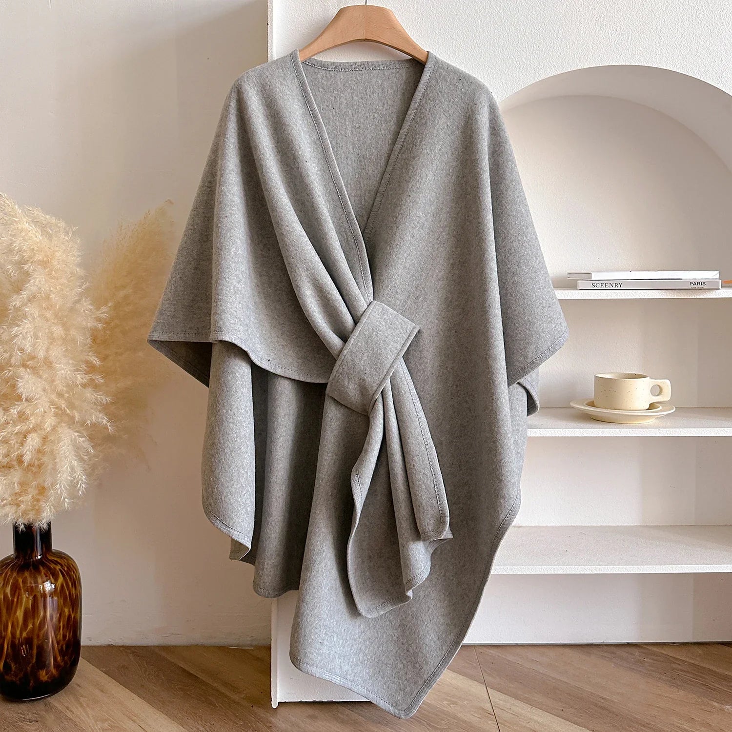 Warm Womens Poncho - Draped Cape Knot, Cashmere Pashmina - Tophatter Daily Deals
