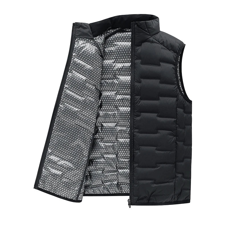 Warm Cozy Men’s Down Vest - Stand Collar, Duck Down, Winter - Tophatter Daily Deals