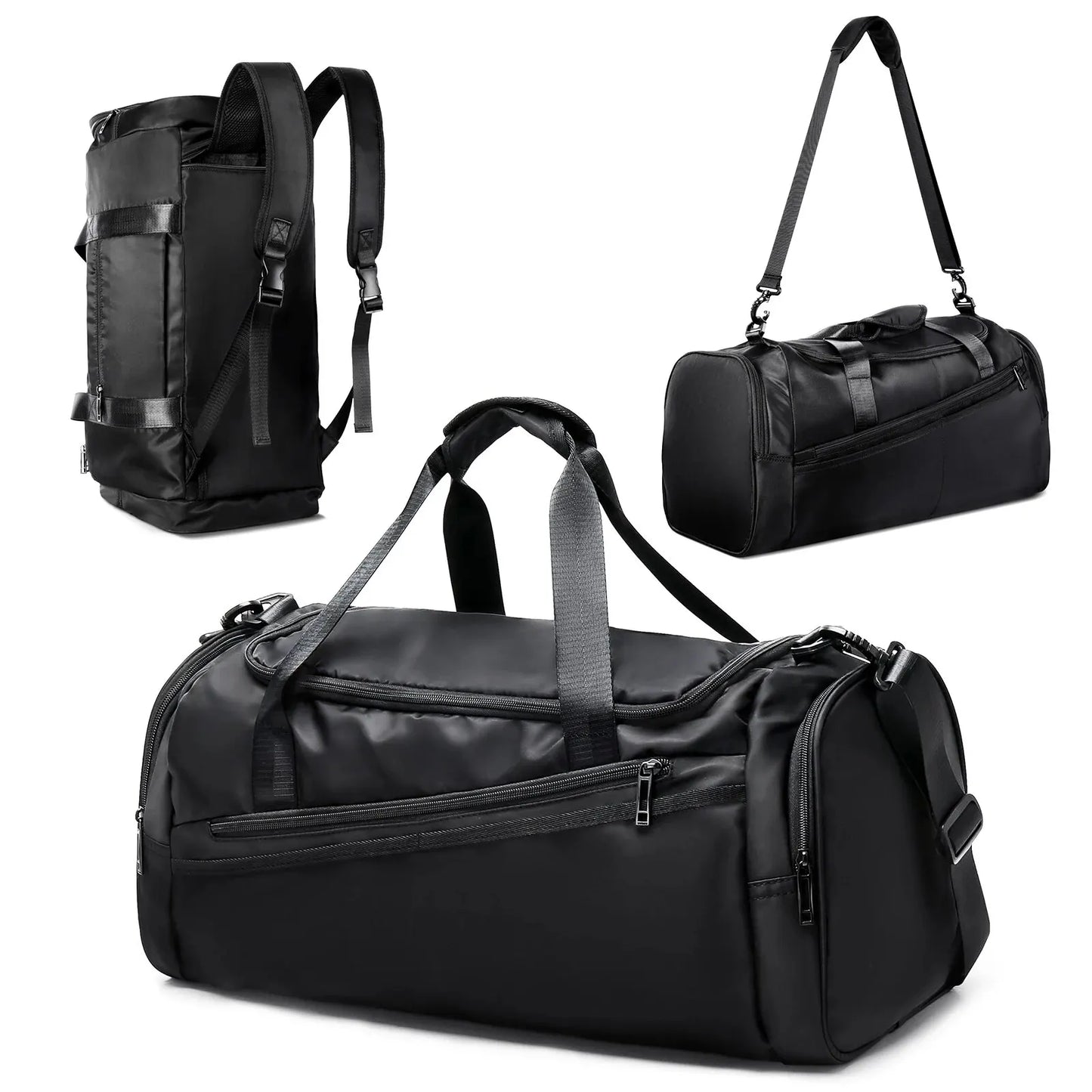 40L Foldable Sports Gym Travel Duffel Bag Black Duffel Bags - Tophatter Daily Deals