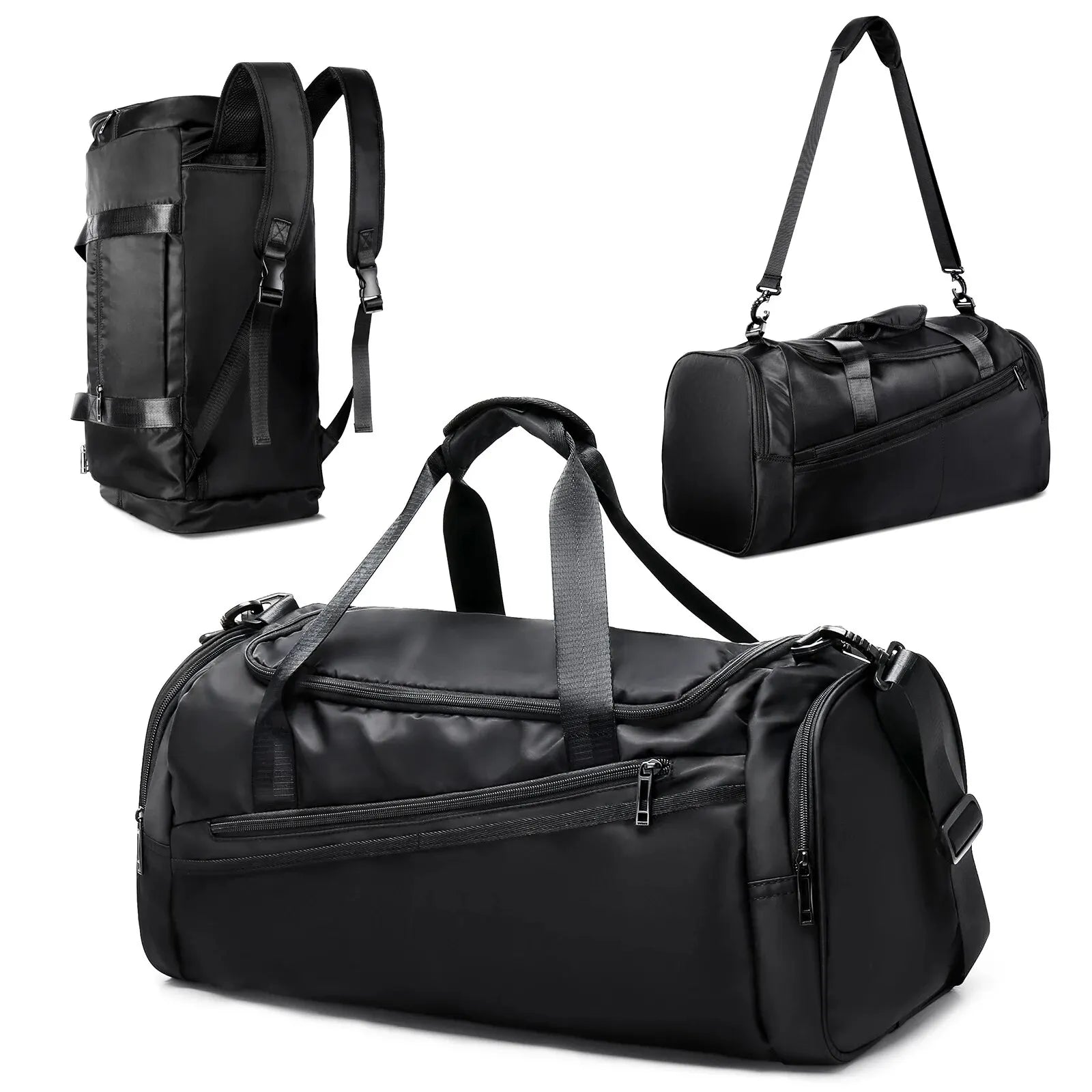 40L Foldable Sports Gym Travel Duffel Bag Black Duffel Bags - Tophatter Daily Deals
