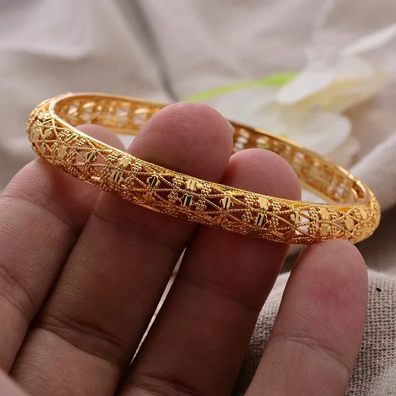 Gold Plated Bangles Luxury Arabic Wedding Bracelet - Tophatter Daily Deals