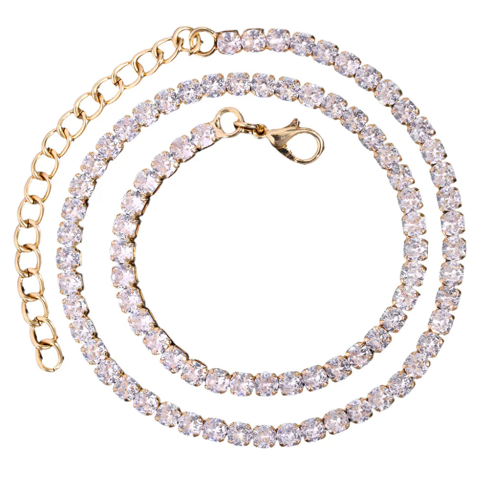Prong Cuban Link Chain Necklace Rhinestone (A0924GD) Apparel & Accessories > Jewelry > Necklaces - Tophatter Daily Deals