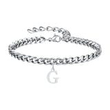 Initials Cuban Link Bracelet Stainless Steel Adjustable G - Tophatter Daily Deals