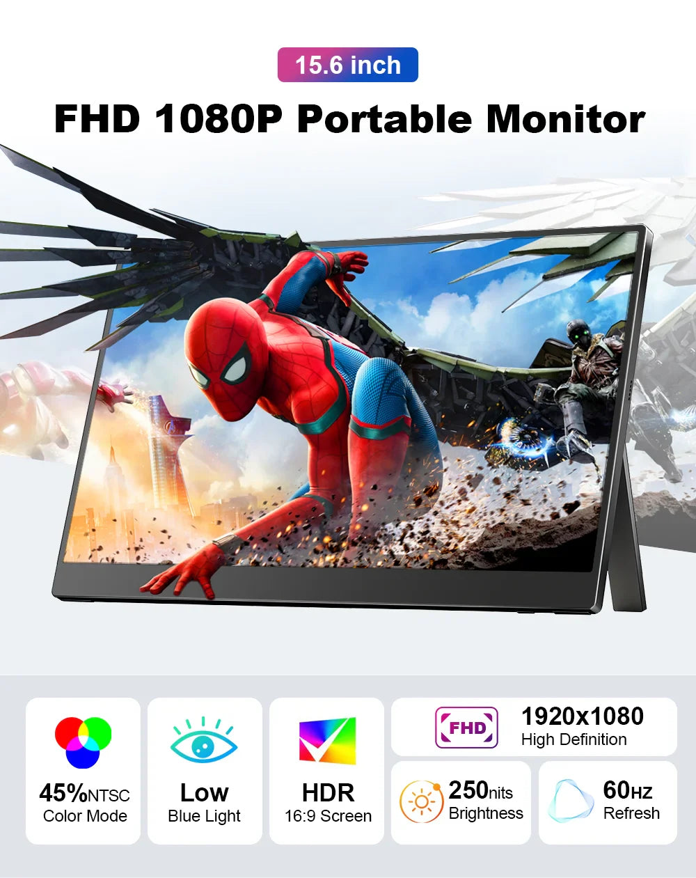 Portable 15.6 Inch FHD IPS Gaming Monitor 3ms Speaker - Tophatter Daily Deals
