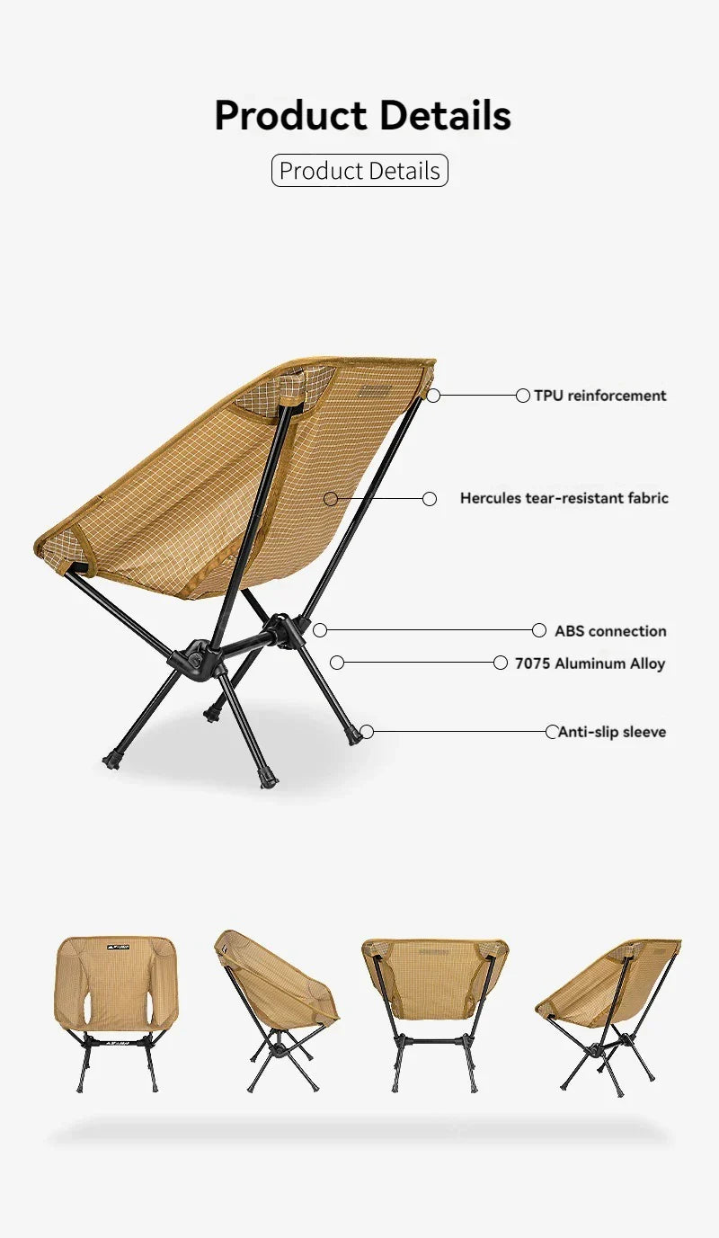 Portable Ultralight Camping Chair Khaki Camp Furniture - Tophatter Daily Deals