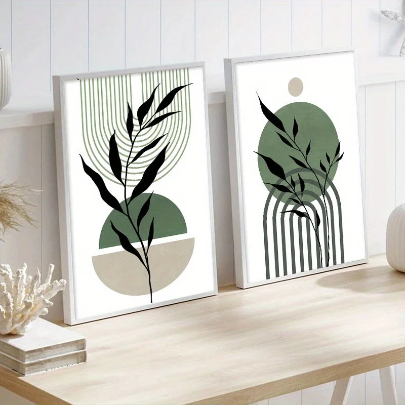 Sage Green Boho Wall Art Set 3Pc Mid Century Prints - Tophatter Daily Deals