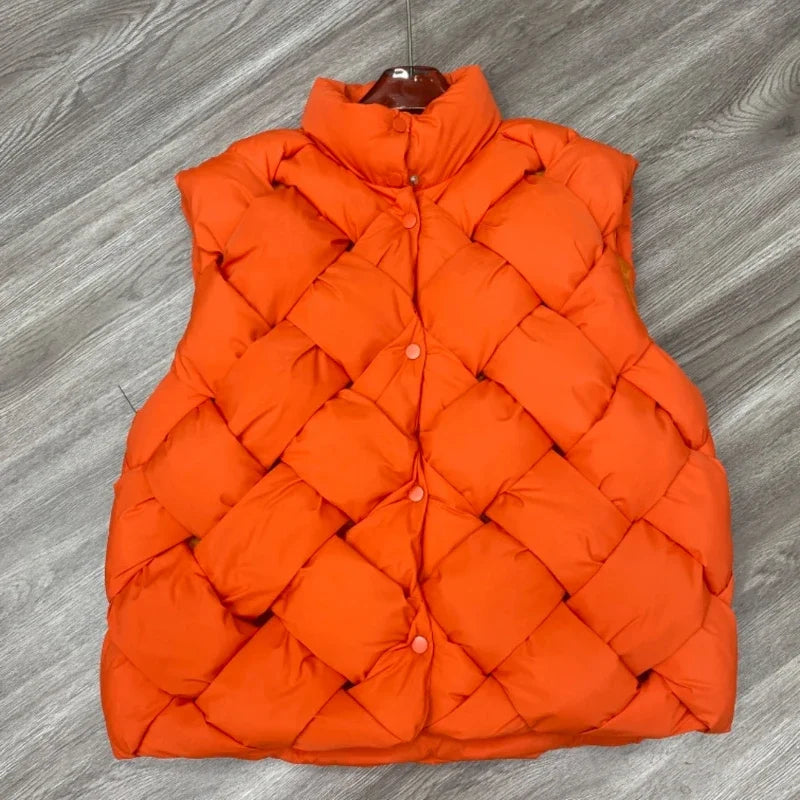 Insulating Women Puffer Vest - Boxy Quilt Polyfill Winter - Tophatter Daily Deals