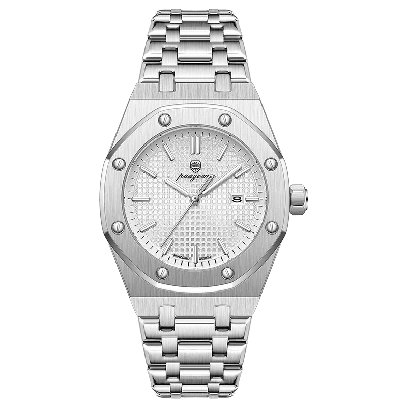 Quartz Stainless Steel Business Watch Waterproof Date Silver White - Tophatter Daily Deals