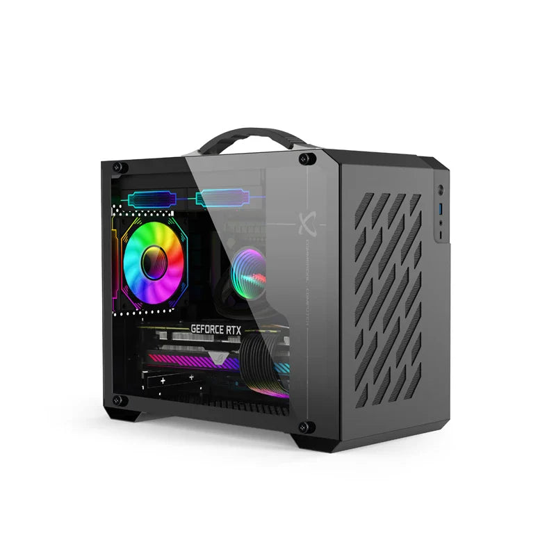 Mini ITX Case Glass Side 240mm Watercooling Portable - Tophatter Daily Deals