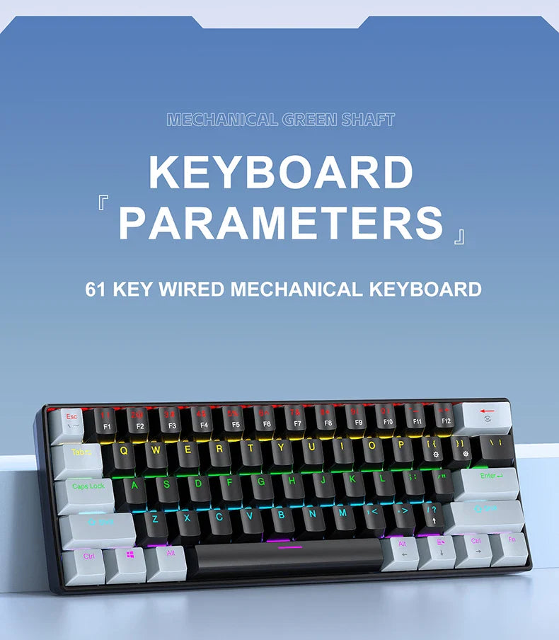 60 Percent Mechanical Mini Keyboard Wired RGB Portable - Tophatter Daily Deals
