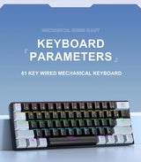 60 Percent Mechanical Mini Keyboard Wired RGB Portable - Tophatter Daily Deals