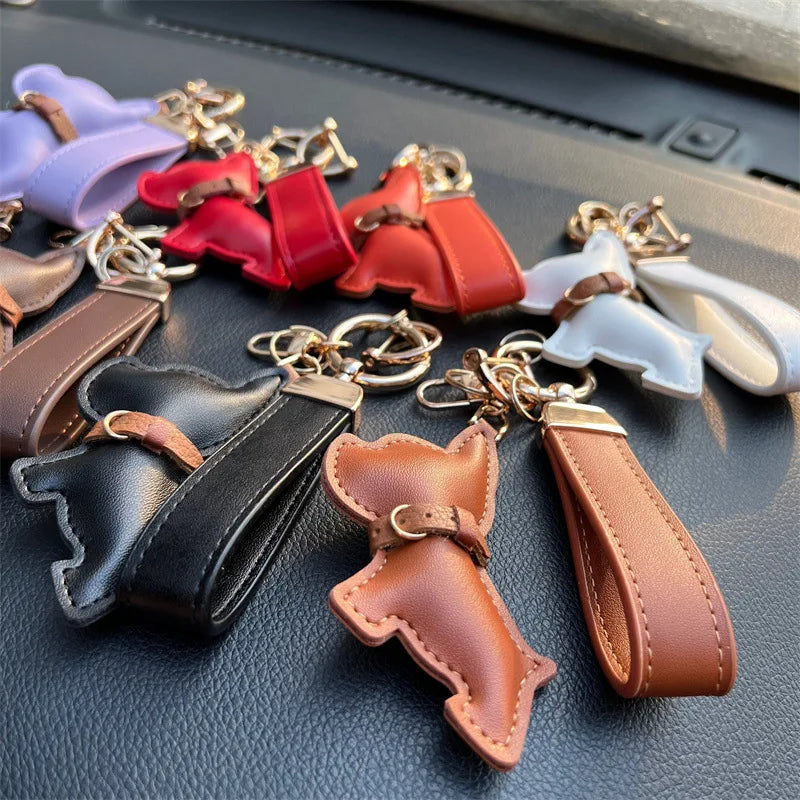 Leather Dog Keychain Car Charm Bag Hanging Accessory - Tophatter Daily Deals
