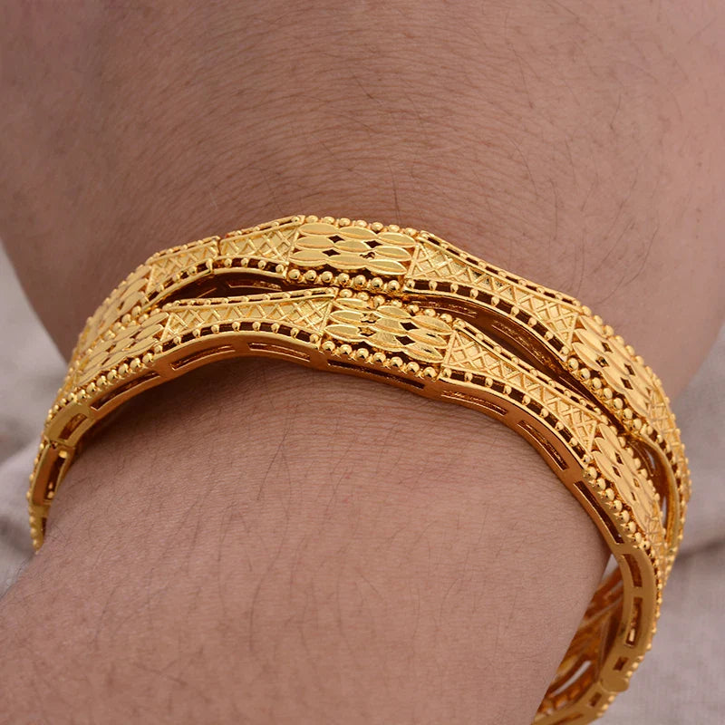 Gold Plated Bangles Luxury Arabic Wedding Bracelet - Tophatter Daily Deals