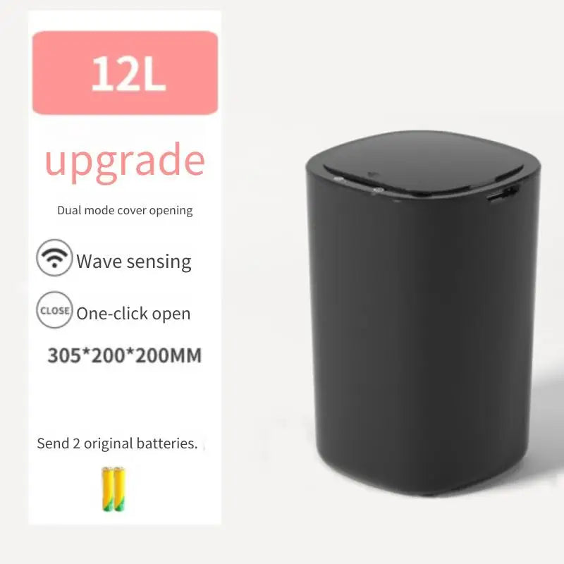 Smart Sensor Trash Bin With Flip Lid For Home Touchless Black - Tophatter Daily Deals