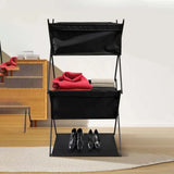3-Tier Folding Camping Storage Rack Organizer Black Camp Furniture - Tophatter Daily Deals