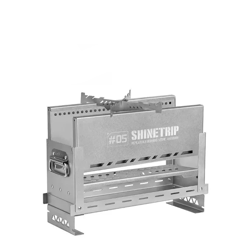 Foldable Secondary-Burn Camping Stove Silver Camp Cooking - Tophatter Daily Deals