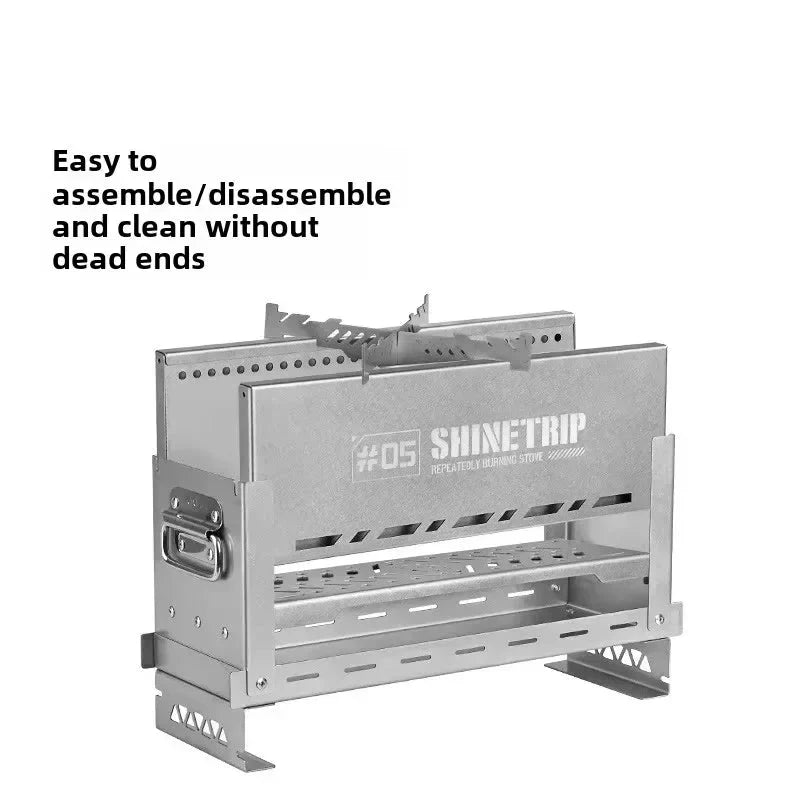 Foldable Secondary-Burn Camping Stove Silver Camp Cooking - Tophatter Daily Deals