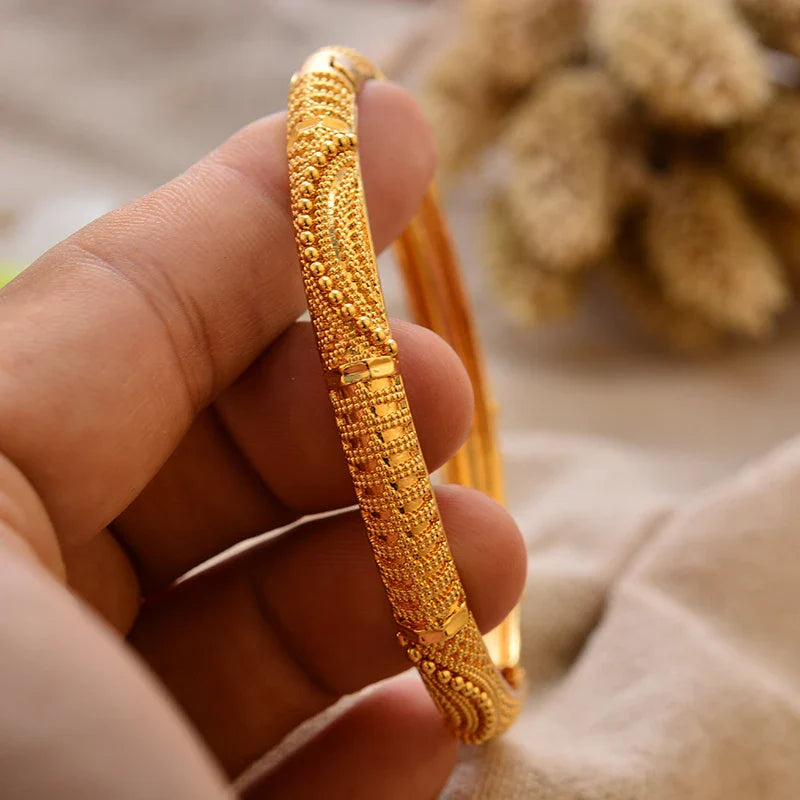 Gold Plated Bangles Luxury Arabic Wedding Bracelet - Tophatter Daily Deals