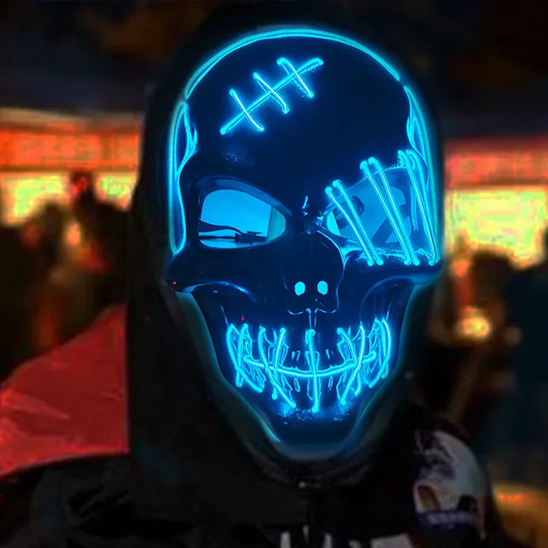LED Glowing Skull Mask Full Face Halloween 2025 Cosplay Color 3 - Tophatter Daily Deals