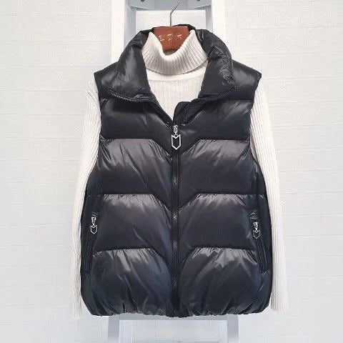 Insulating Women Vest - Loose Puffer, Polyester, Winter Black - Tophatter Daily Deals