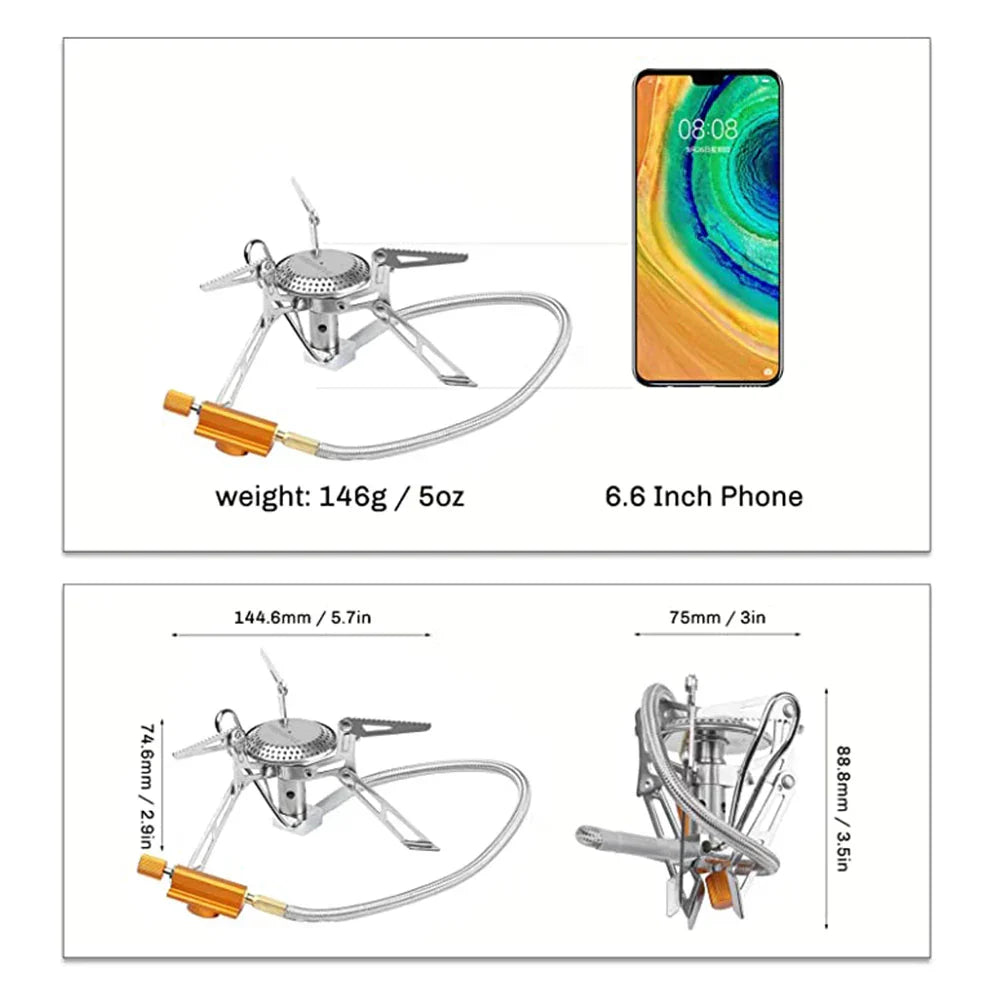 Camping Gas Stove 2800W Dual-Channel Silver Camp Cooking - Tophatter Daily Deals