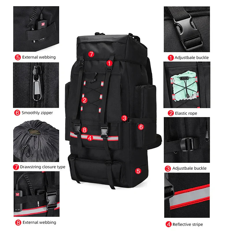 Tactical Backpack with Reflective Strips Black Backpacks - Tophatter Daily Deals