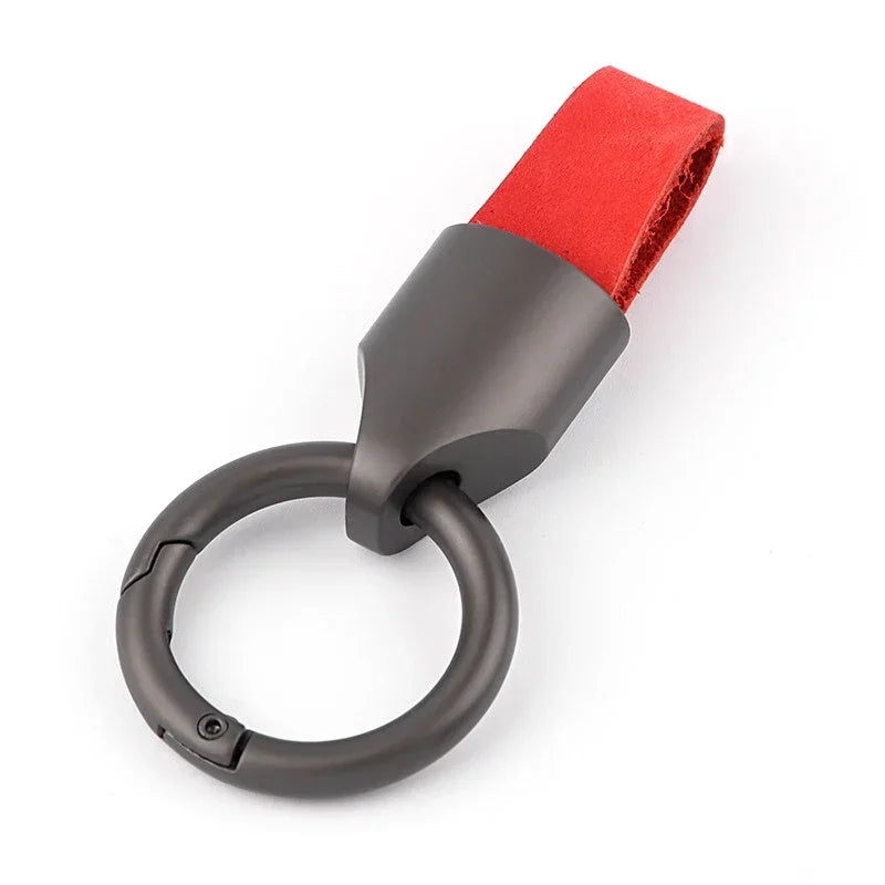 Cowhide Leather Keychain Carabiner Ring Everyday Carry B - Tophatter Daily Deals