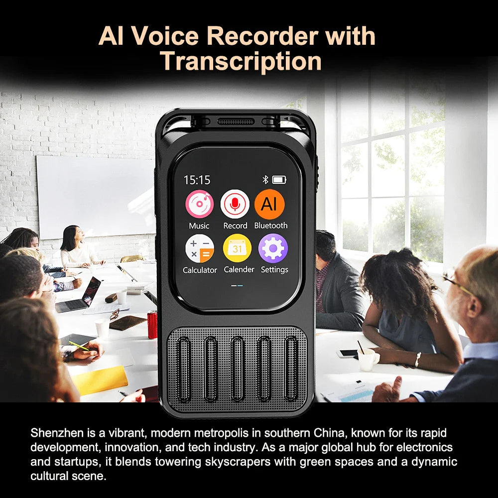 AI Voice Recorder Bluetooth Touchscreen 79H Battery 1200mAh - Tophatter Daily Deals