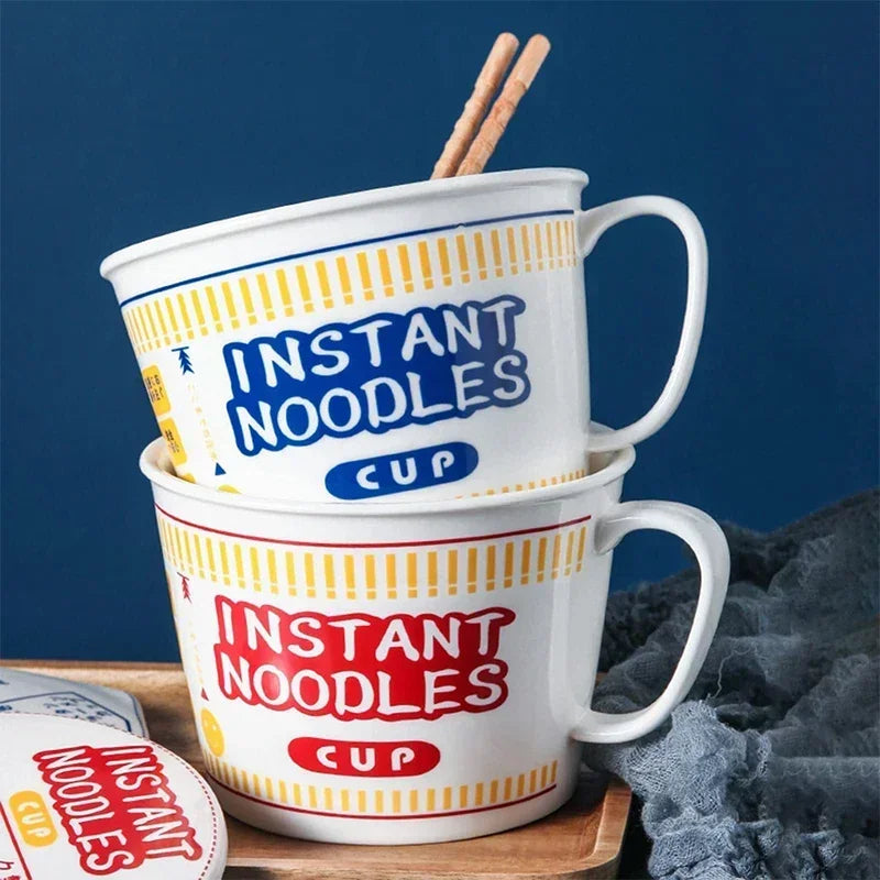 Instant Noodle Bowl Ceramic With Handle And Lid Large - Tophatter Daily Deals
