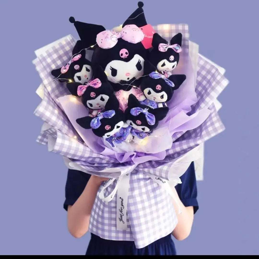 Sanrio Kuromi Plush Toy Bouquet Chequered Lilac Flowers - Tophatter Daily Deals