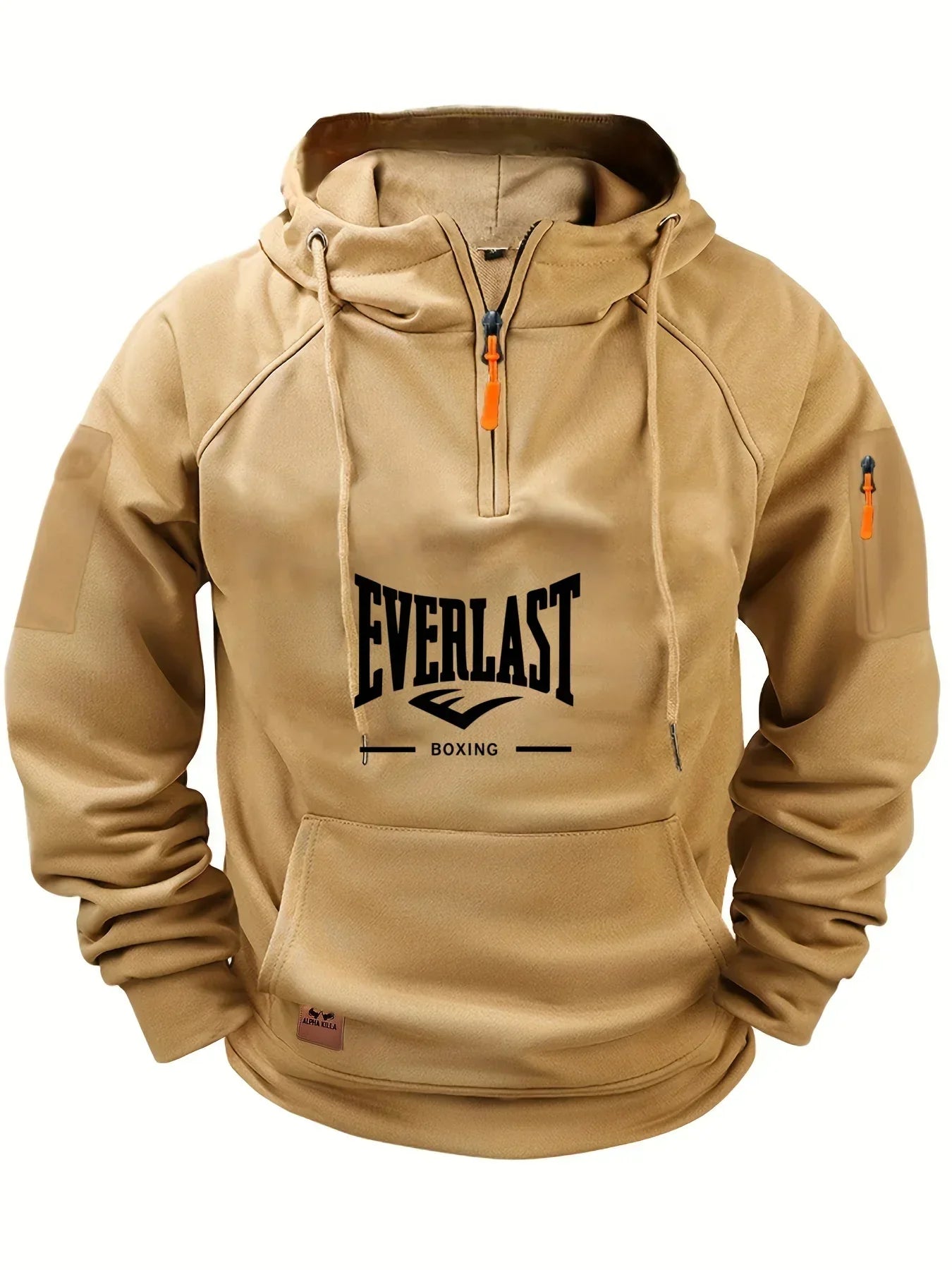 Men's Zipper Hoodie with Pockets and Print (Khaki) Apparel & Accessories > Clothing > Activeware > Activewear Sweatshirts & Hoodies > Hoodies - Tophatter Daily Deals