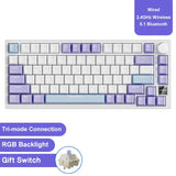 Mechanical Bluetooth Gaming Keyboard 75 Percent Hot Swap AK820PRO Purple2 - Tophatter Daily Deals