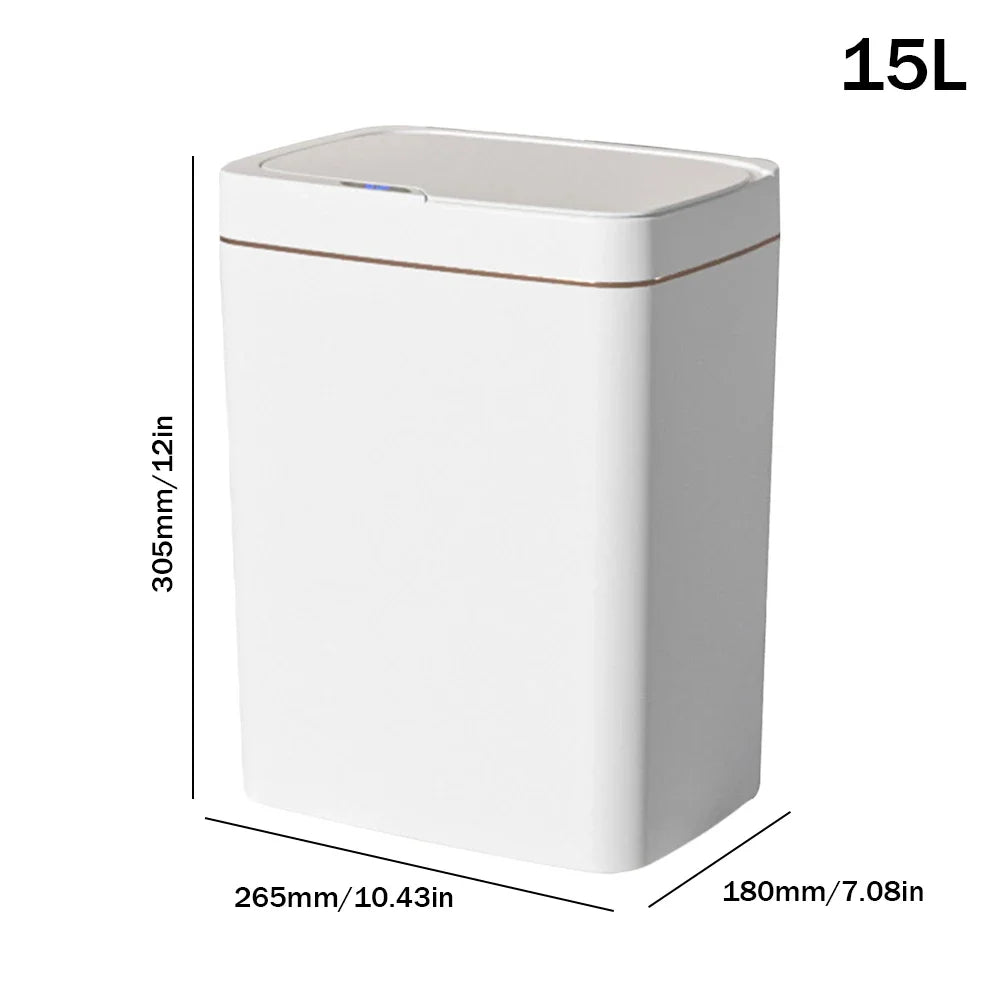 Smart Sensor Trash Can 15L 18L Touchless Quiet Waterproof 15L White B - Tophatter Daily Deals