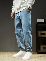 Lightweight Men’s Jogger Jeans - Baggy Tapered Cotton Blend - Tophatter Daily Deals