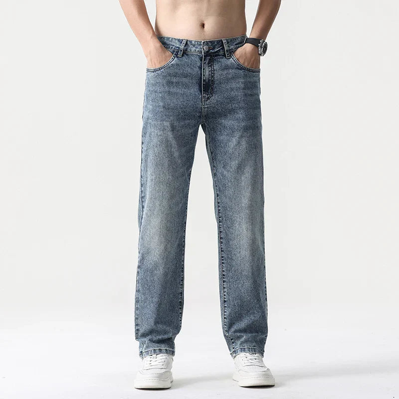 Oversized Men’s Wide Leg Jeans - Straight Lyocell, Casual - Tophatter Daily Deals