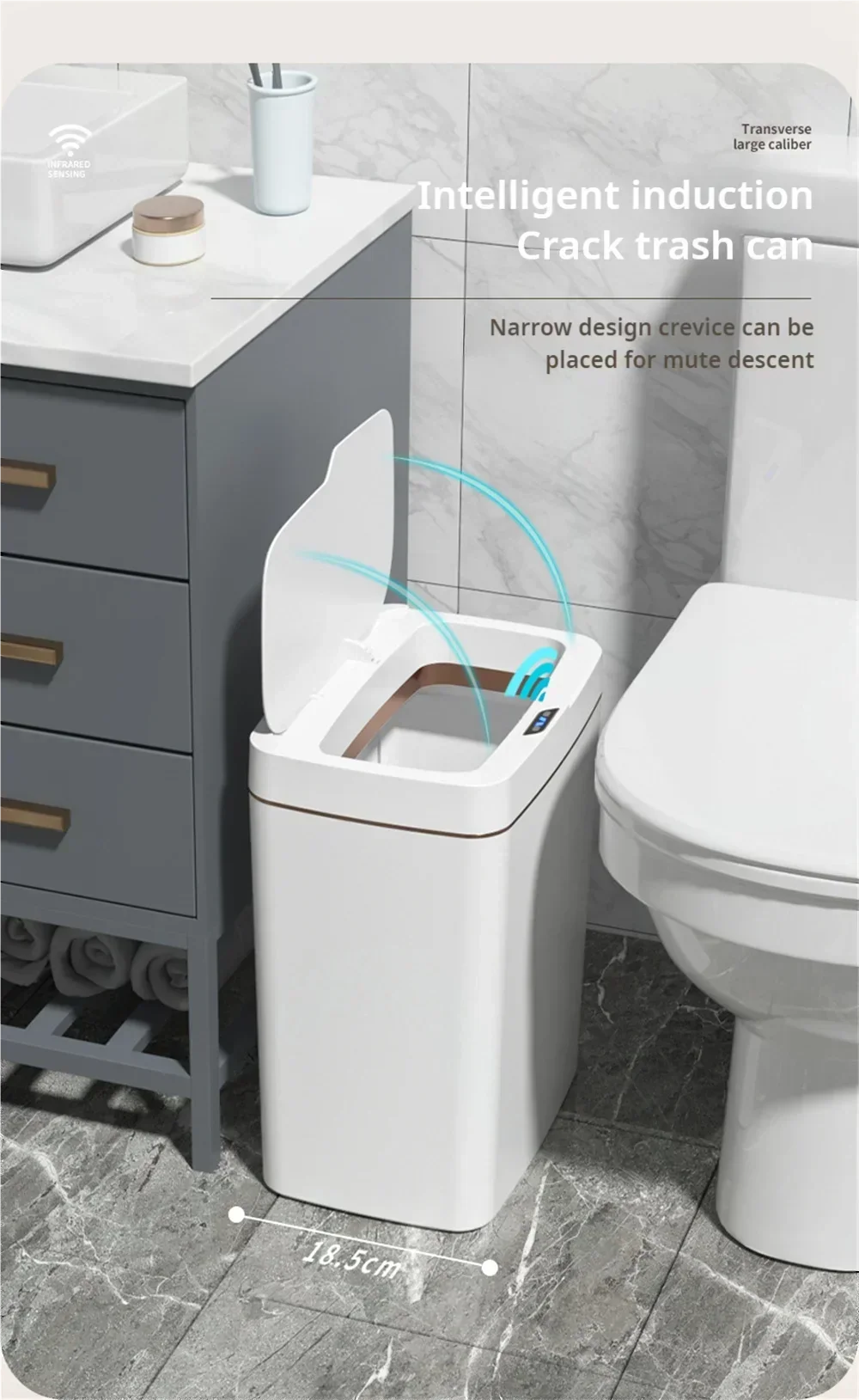Touchless Smart Sensor Trash Can 15L Waterproof Automatic - Tophatter Daily Deals