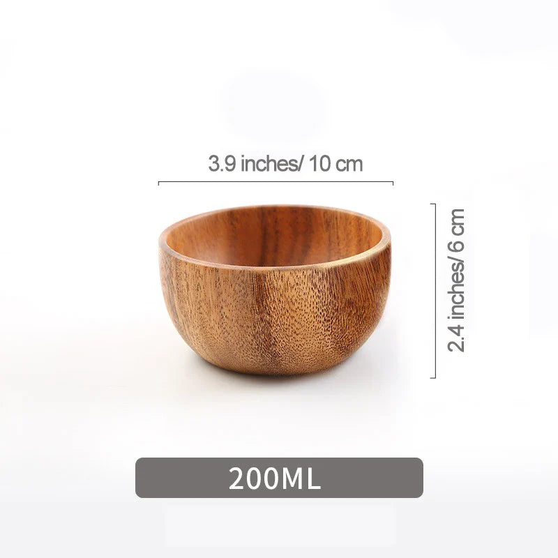 Acacia Wooden Bowl Japanese Style Salad Bowl Ramadan 200ml - Tophatter Daily Deals