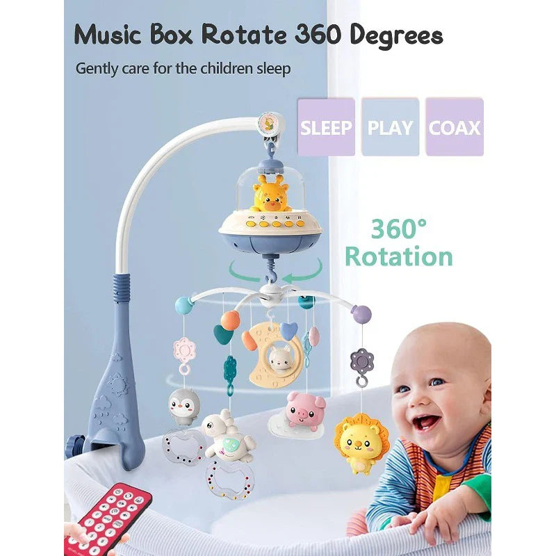 Crib Mobile Remote Music Light Newborn Sensory Toys - Tophatter Daily Deals