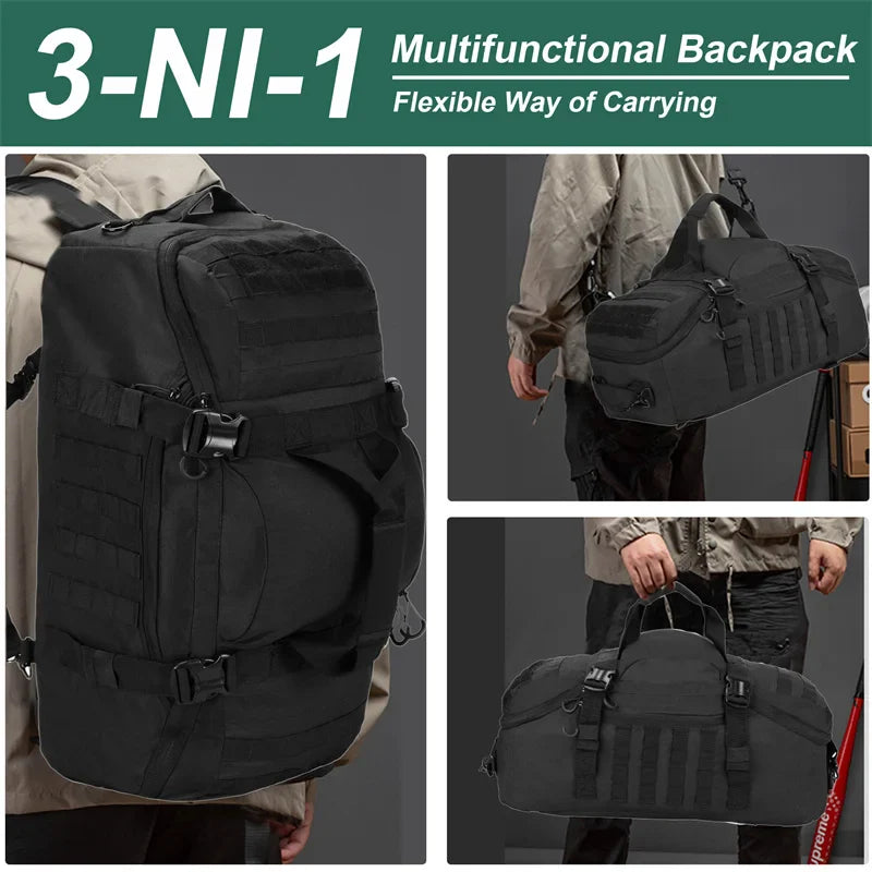 3-in-1 Travel Duffel Bag Convertible Black Duffel Bags - Tophatter Daily Deals
